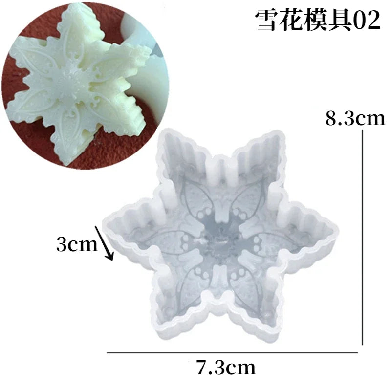 3D Snowflake Silicone Mold for Candle, Soap & Chocolate — DIY Christmas Cake Decorating Mold, Party Gift