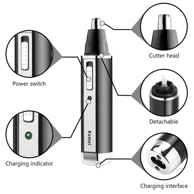 4-in-1 Rechargeable Nose & Ear Trimmer for Men and Women – Beard, Eyebrow & Body Grooming Kit