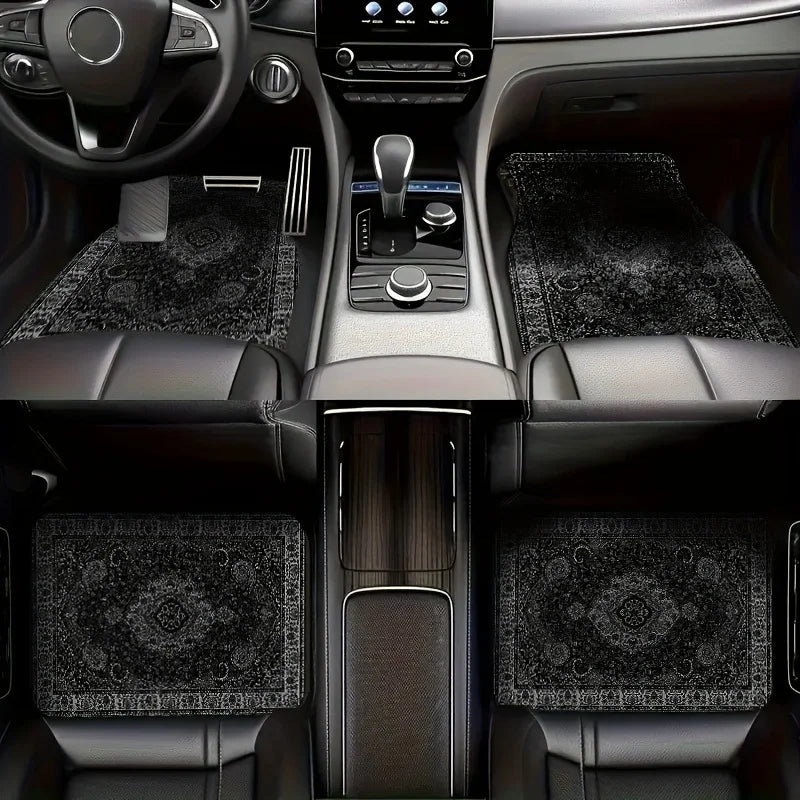 Bandana Print Rectangular Car Floor Mats - Synthetic Fiber Auto Interior Carpets