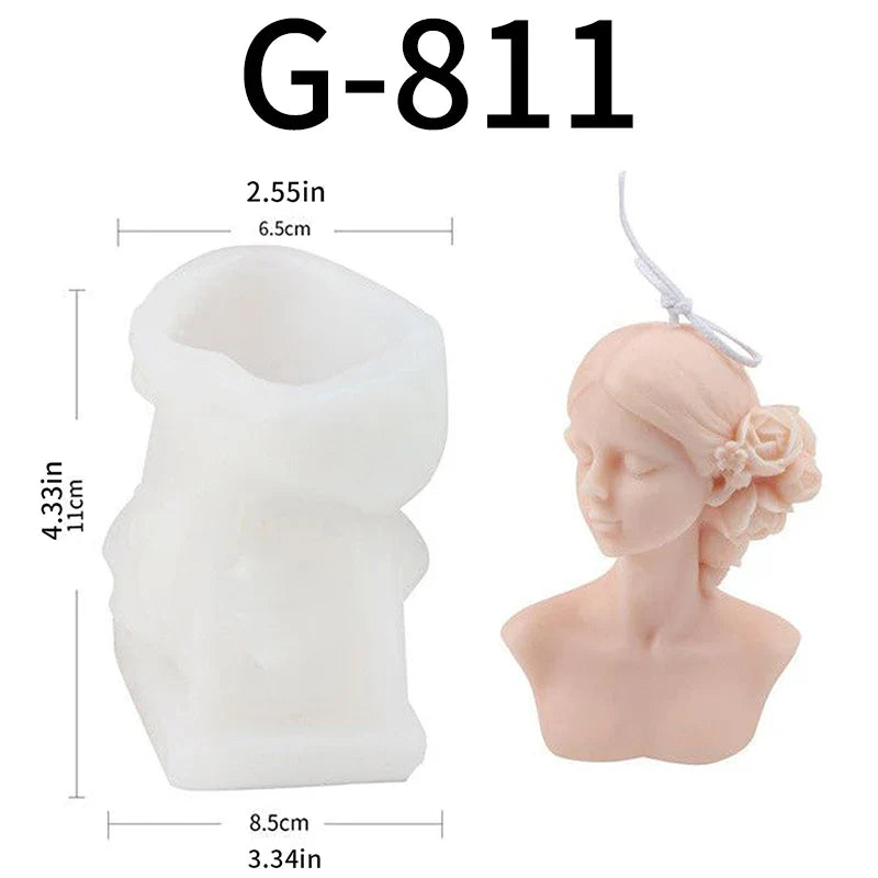 Silicone Mold for DIY Blindfolded Girl Sleeping Beauty Figurine Candle & Plaster Mold 10 x 8 x 8 cm (3.94 x 3.15 x 3.15 in)