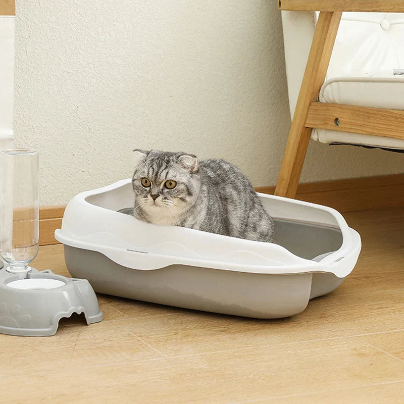 Semi-Enclosed Cat Litter Box – Splash-Proof Anti-Scatter Kitty Toilet, Large (42 x 29 x 12 cm | 16.5 x 11.4 x 4.7 in)