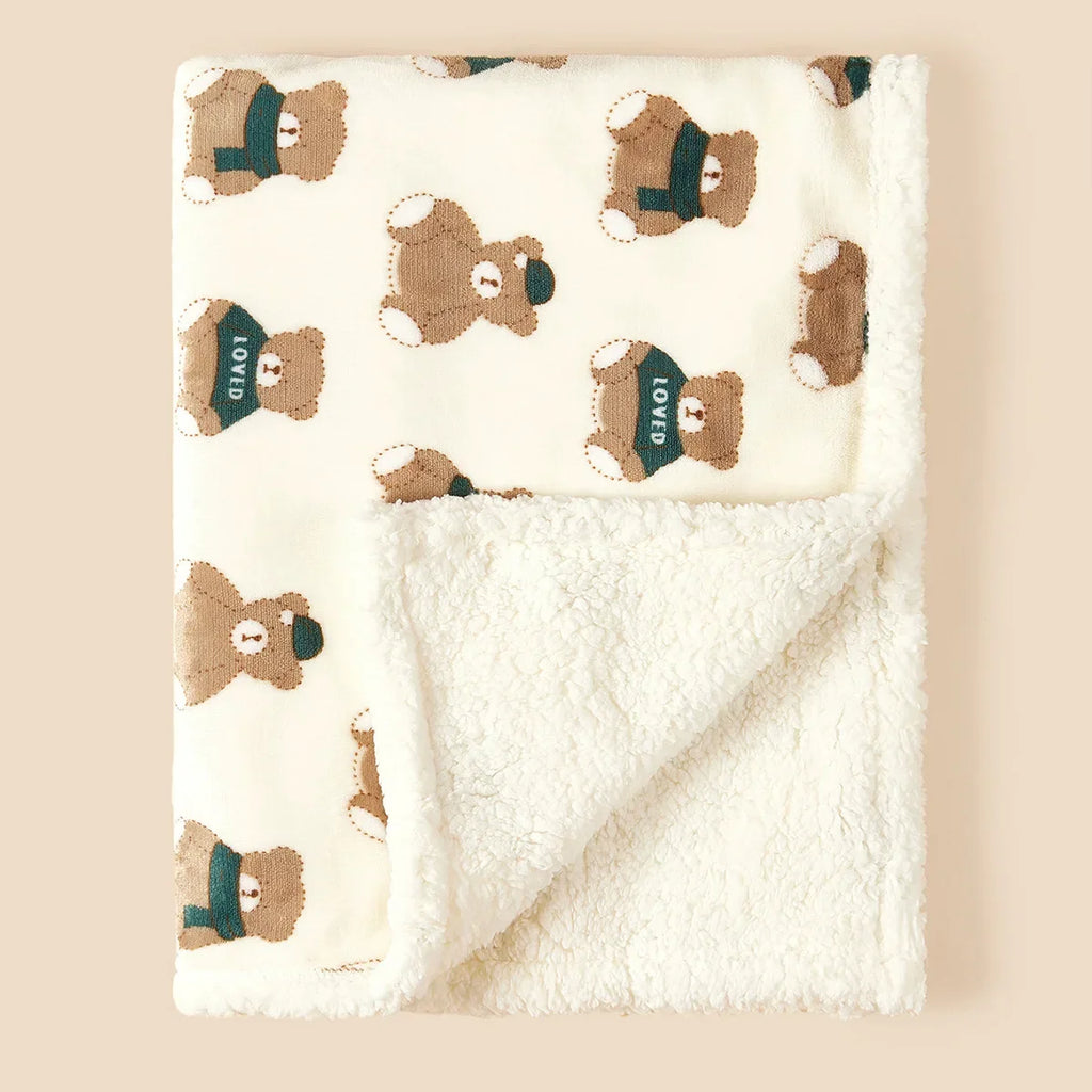Flannel Lamb Fleece Baby Blanket – Newborn Swaddle Wrap & Stroller Quilt, Soft Winter Baby Bedding