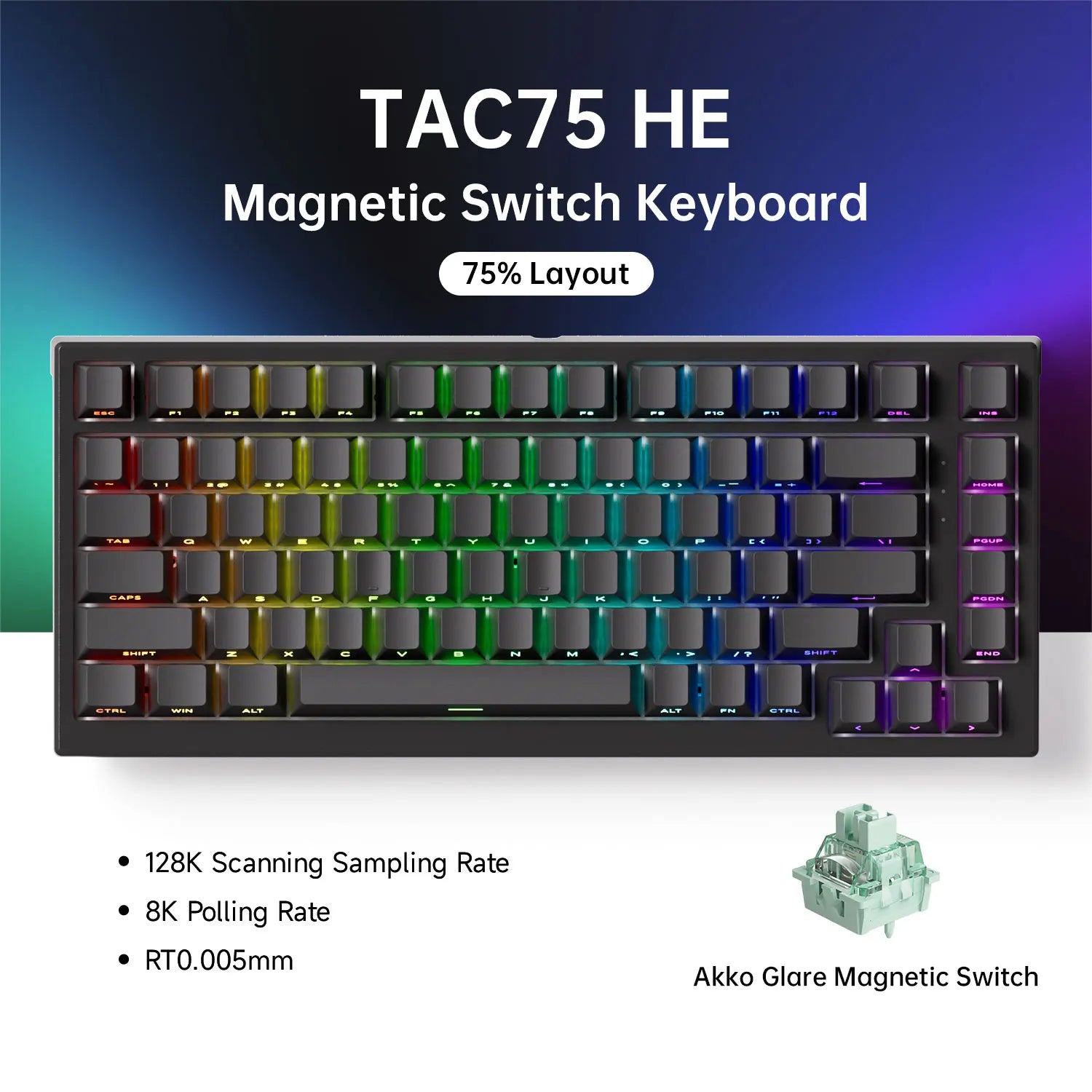 75% 83‑Key Magnetic Switch Hot‑Swap Mechanical Gaming Keyboard — 8K Polling, 0.005mm Rapid Trigger, RGB Wired
