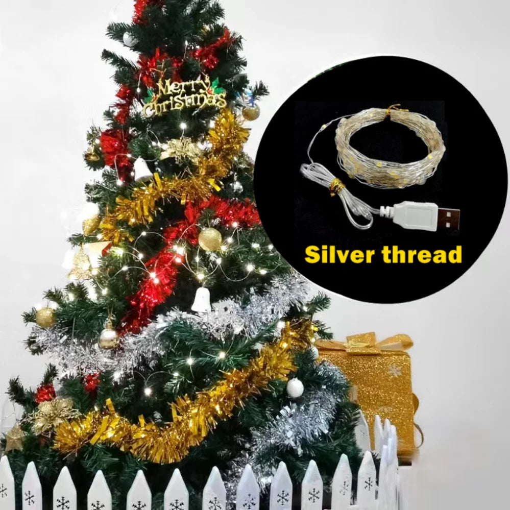 USB LED Copper & Silver Wire Fairy String Lights – Waterproof IP65, USB Powered, 2m/3m/5m/10m/20m, Warm White & Multicolor
