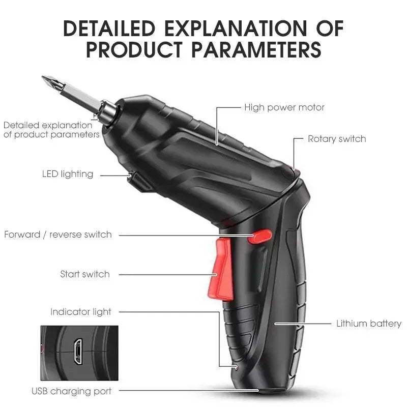 3.6V 1800mAh Cordless Electric Screwdriver Kit – 2-Pack or 47-Piece Accessory Set