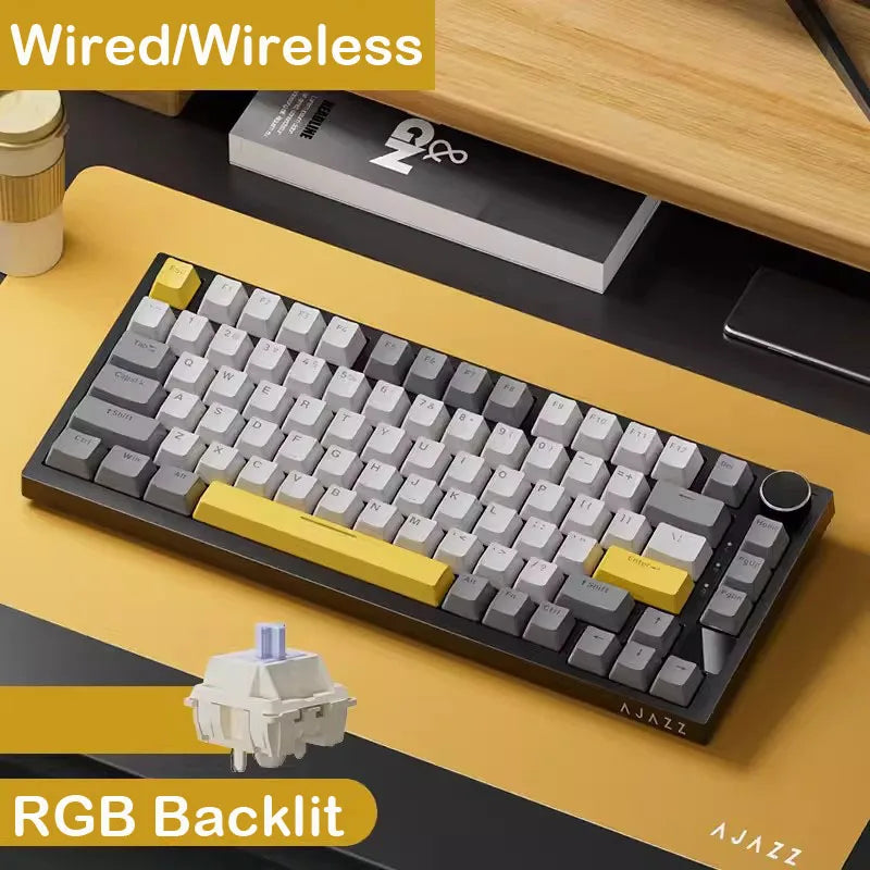 75% Hot-Swap Mechanical Gaming Keyboard, 82-Key Compact Layout, Hot-Swappable Switches, Tri-Mode 2.4GHz/Bluetooth/USB-C, RGB Backlight
