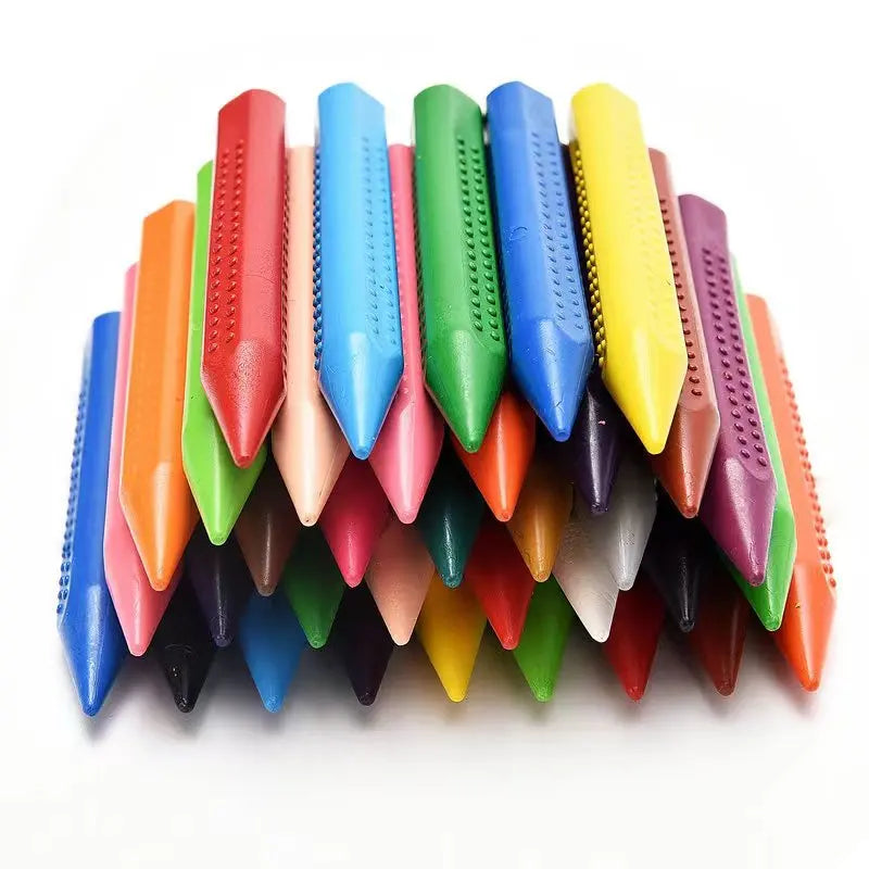 12-Color Washable Non-Toxic Wax Crayons — Jumbo Drop-Shaped Easy-Grip Crayon Sticks for Kids Art Supplies