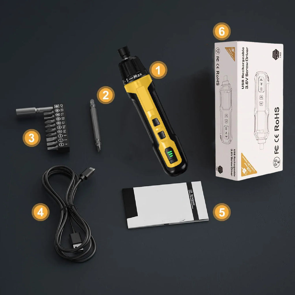 Rechargeable Cordless Electric Screwdriver 2000mAh 3.7V – 6-Speed Portable Torque Screwdriver Set for Home DIY