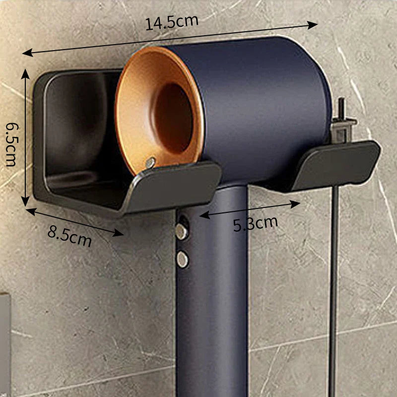 Wall-Mounted Hair Dryer Holder Cradle - Blow Dryer Organizer for Bathroom (White/Black/Grey)