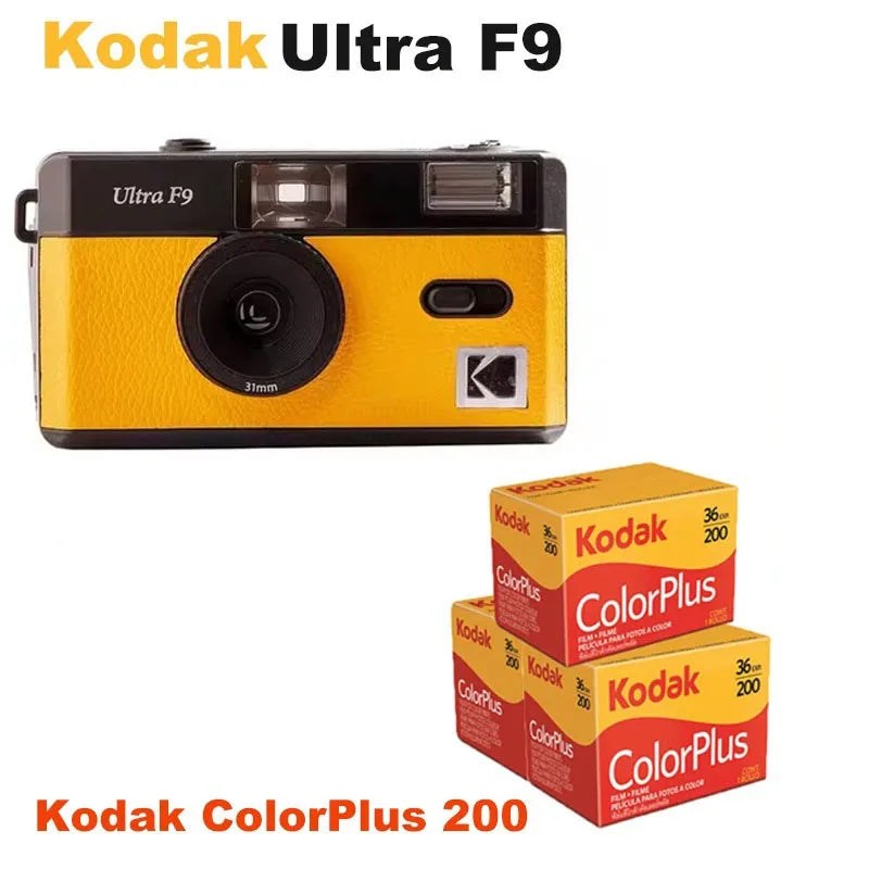 Reusable 35mm Film Camera — Classic Travel Point-and-Shoot with Built-In Flash, Yellow or Night Green