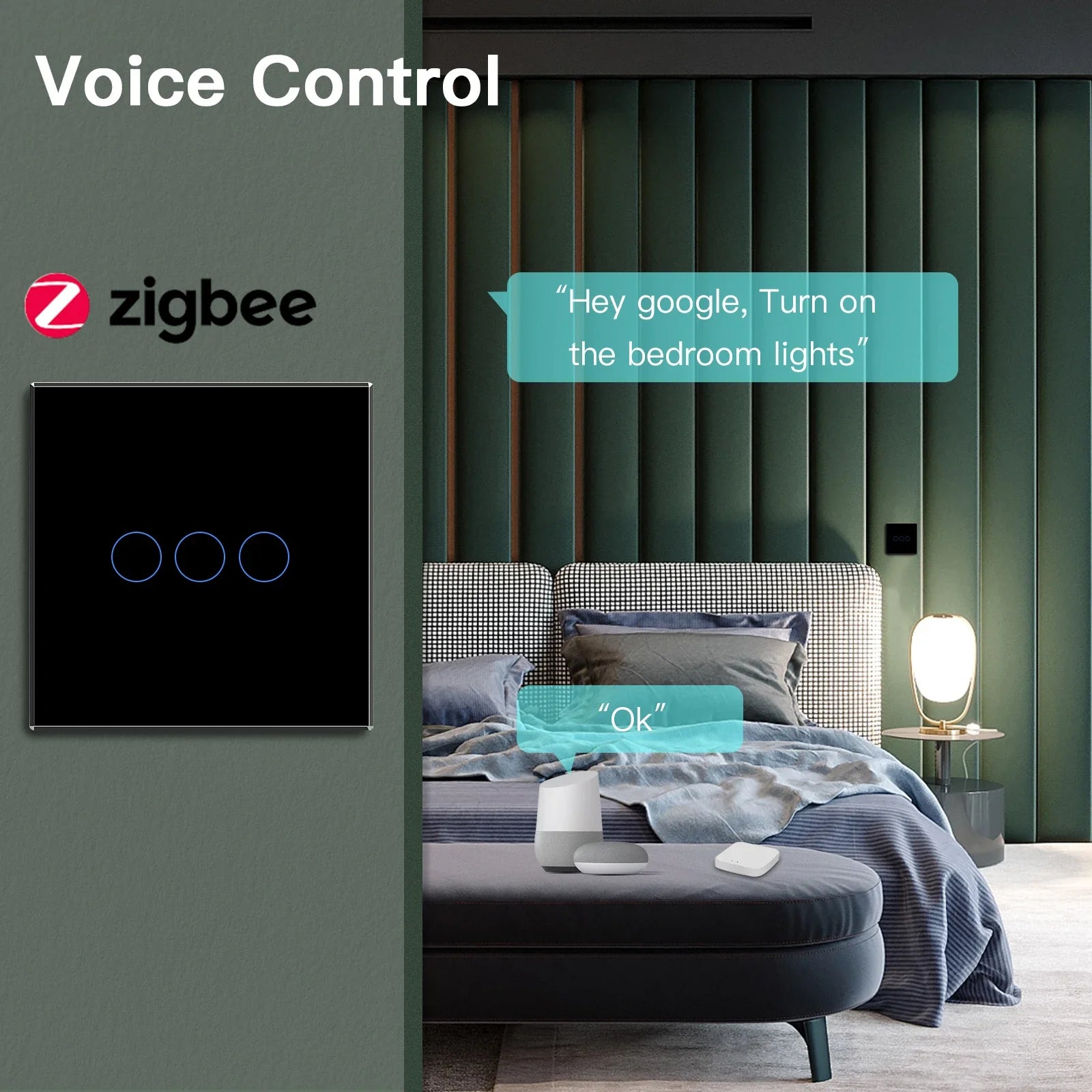Smart Zigbee Touch Light Switch – 1/2/3-Gang 1-Way | Tuya/Smart Life Compatible, Google Home & Alexa