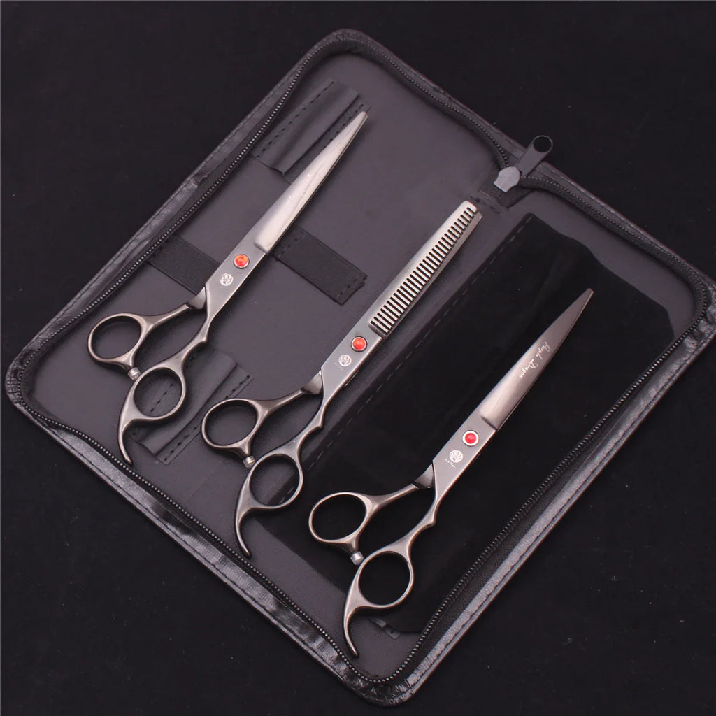 7-Inch (19.5 cm) Stainless Steel Pet Grooming Scissors Kit – Straight, Thinning, Chunker & Curved Shears