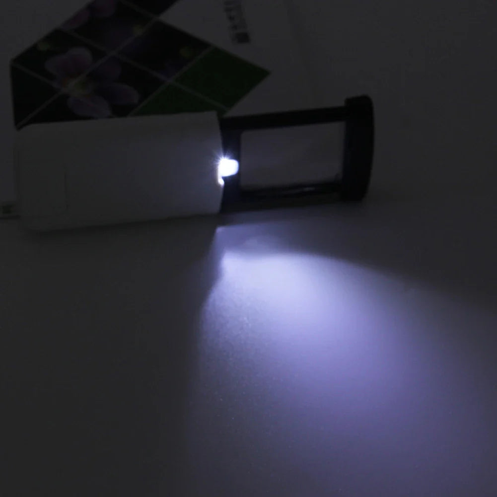 4x Foldable Pocket Magnifier with LED Light — Mini Handheld Loupe for Jewelry, Reading & Antiques