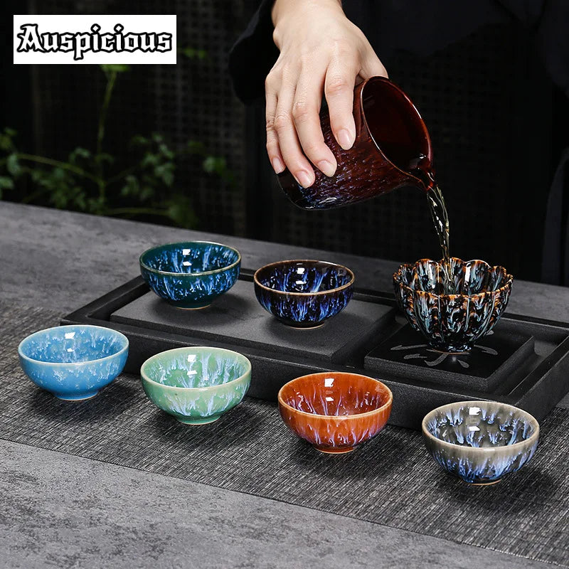 45ml (1.5 fl oz) Mini Jianzhan Kiln-Glazed Ceramic Tea Cup Kung Fu Teacup & Espresso Cup