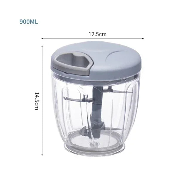 Manual Garlic and Food Chopper 500ml (17 fl oz) / 900ml (30 fl oz) — Hand Vegetable Cutter & Meat Grinder