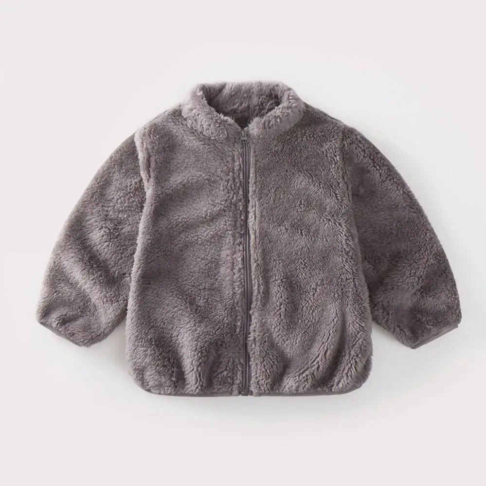 Toddler & Kids Plush Winter Coat – Warm Corduroy Turtleneck Zipper Jacket, Unisex (Ages 1-6 Years)
