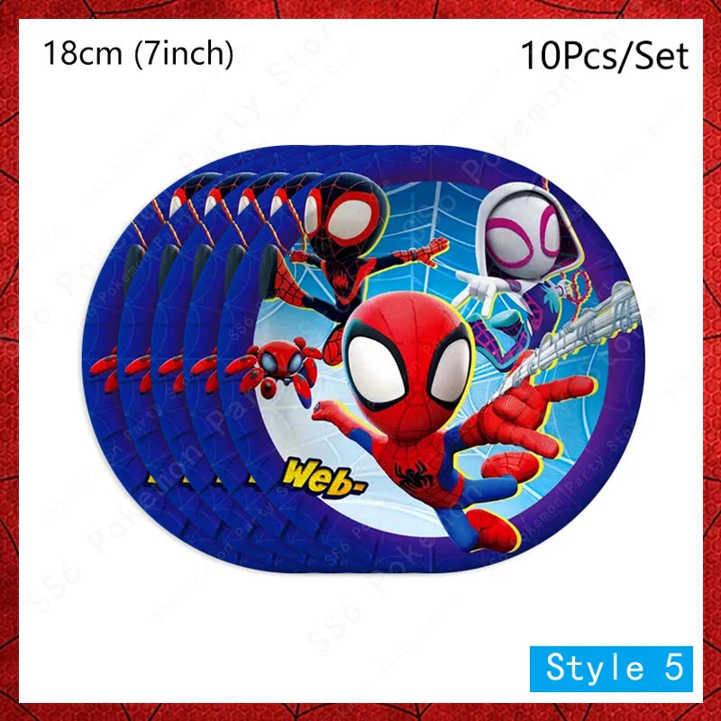 Spiderman Kids Birthday Party Supplies - Disposable Tableware Set with Plates, Cups, Napkins & Favor Bags
