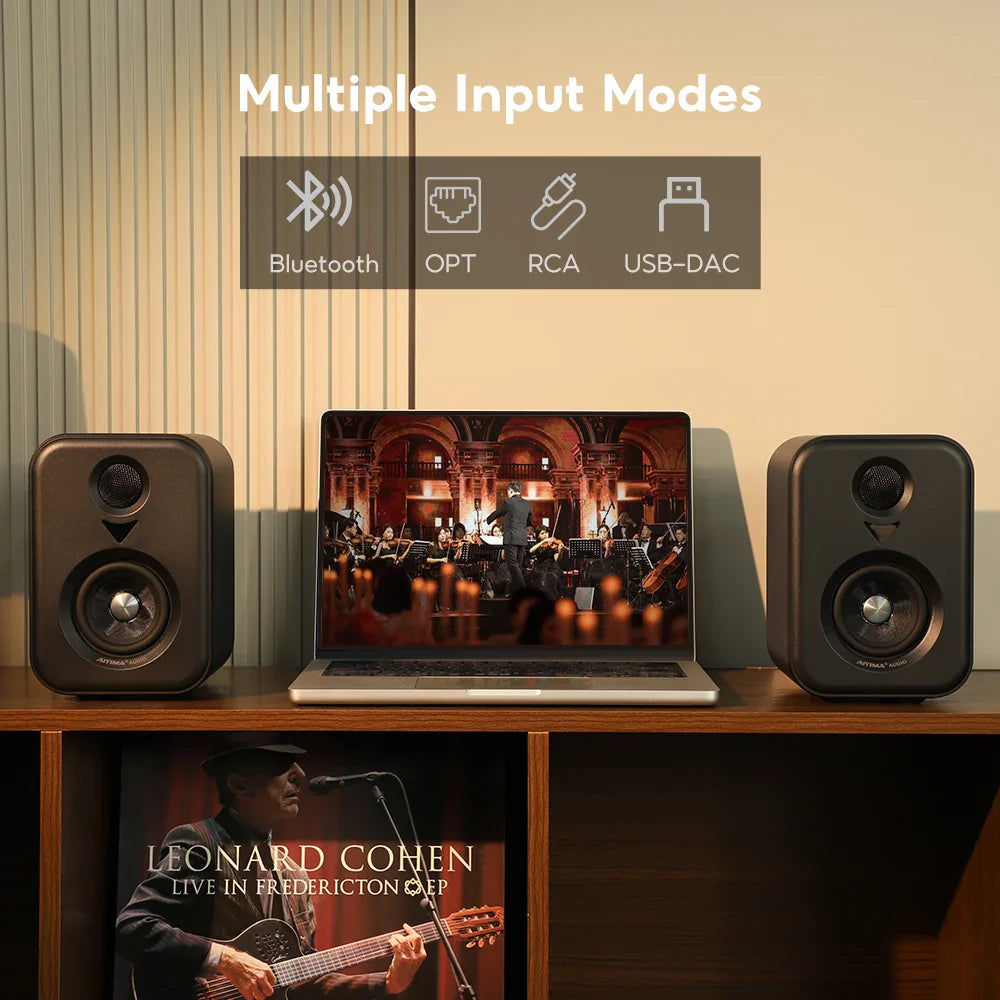Bookshelf Active Studio Speakers 3" (7.6 cm) Bluetooth 5.3 USB DAC Hi-Res HiFi 2.0 with Subwoofer Output for TV & PC