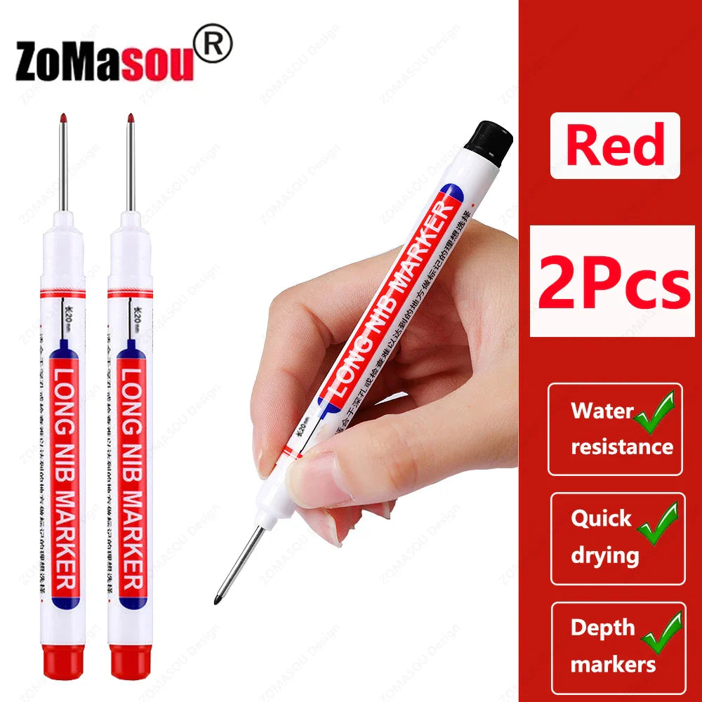20mm Long-Head Deep Hole Marker Pens - Waterproof Fast-Dry Oil Markers for Wood, Metal & Glass (Red/Black/Blue/Green)