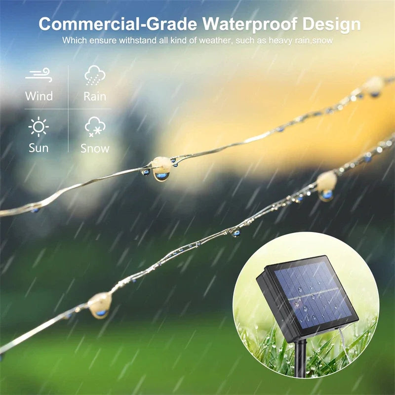 LED Solar Fairy String Lights 7m/12m/22m/32m (23ft/39ft/72ft/105ft) Waterproof Outdoor Patio Garden Wedding Lights