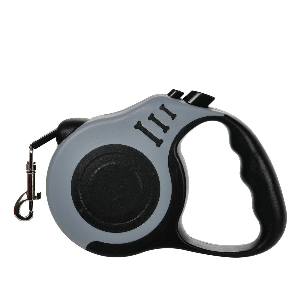 Retractable Dog Leash 3m/5m (9.8ft/16.4ft) Nylon Rope with Quick-Release ABS Case and Paw Print Keychain