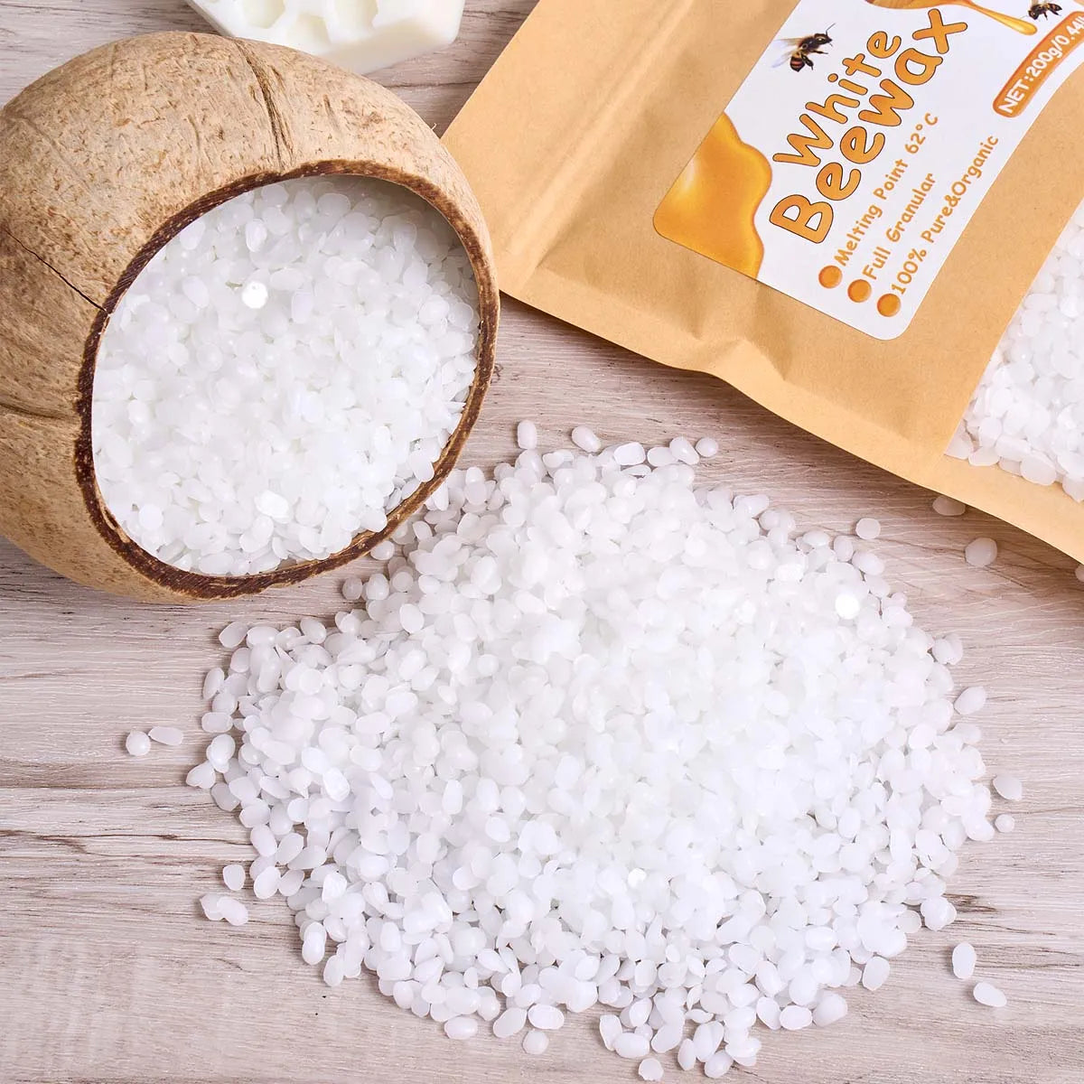 White Beeswax Pellets 1kg (2.2 lb) Odorless Natural Candle Making Wax Granules for DIY Crafts