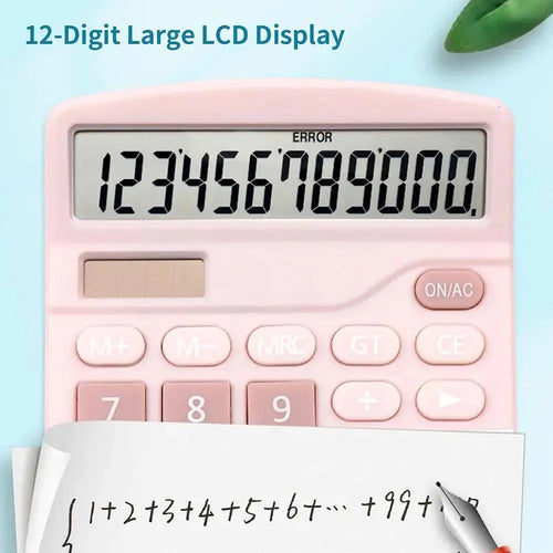 12-Digit Large LCD Dual-Power Desktop Calculator — Solar + AA Backup, Standard & Financial Functions