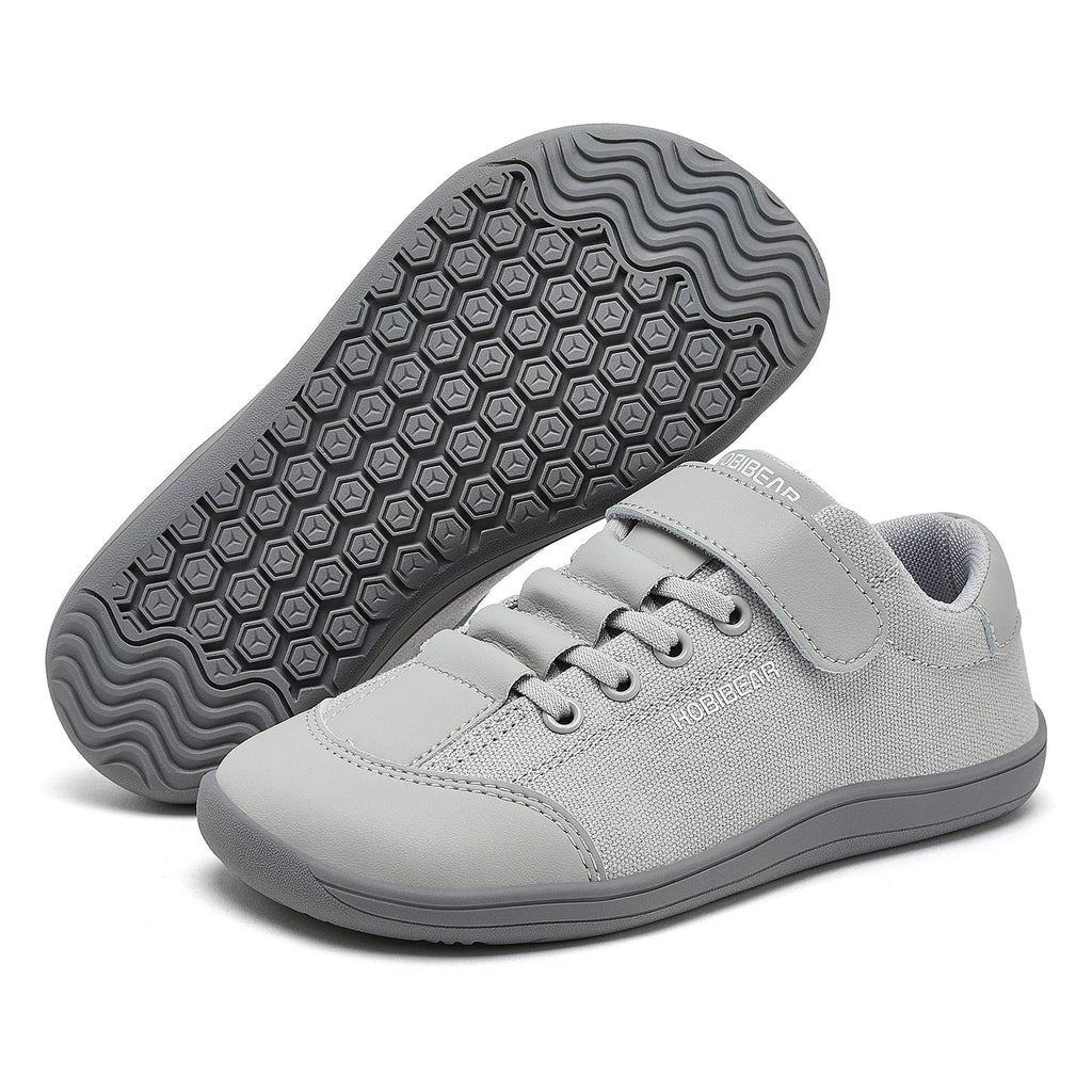 Kids Barefoot Wide Toe Minimalist Sneakers Unisex Lightweight Hook & Loop PU Leather & Textile Shoes