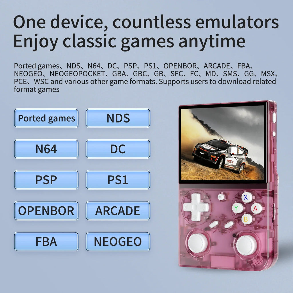Retro Handheld Game Console 3.5-inch IPS 640x480 Linux 64-bit Quad-Core Portable Pocket Player 64GB 4000+ Games