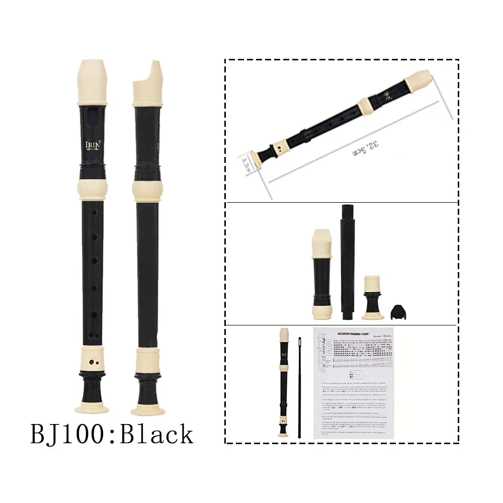 8-Hole ABS Recorder Long Flute for Kids & Beginners, Colorful Woodwind Instrument with Cleaning Rod (12.8 in / 32.5 cm)