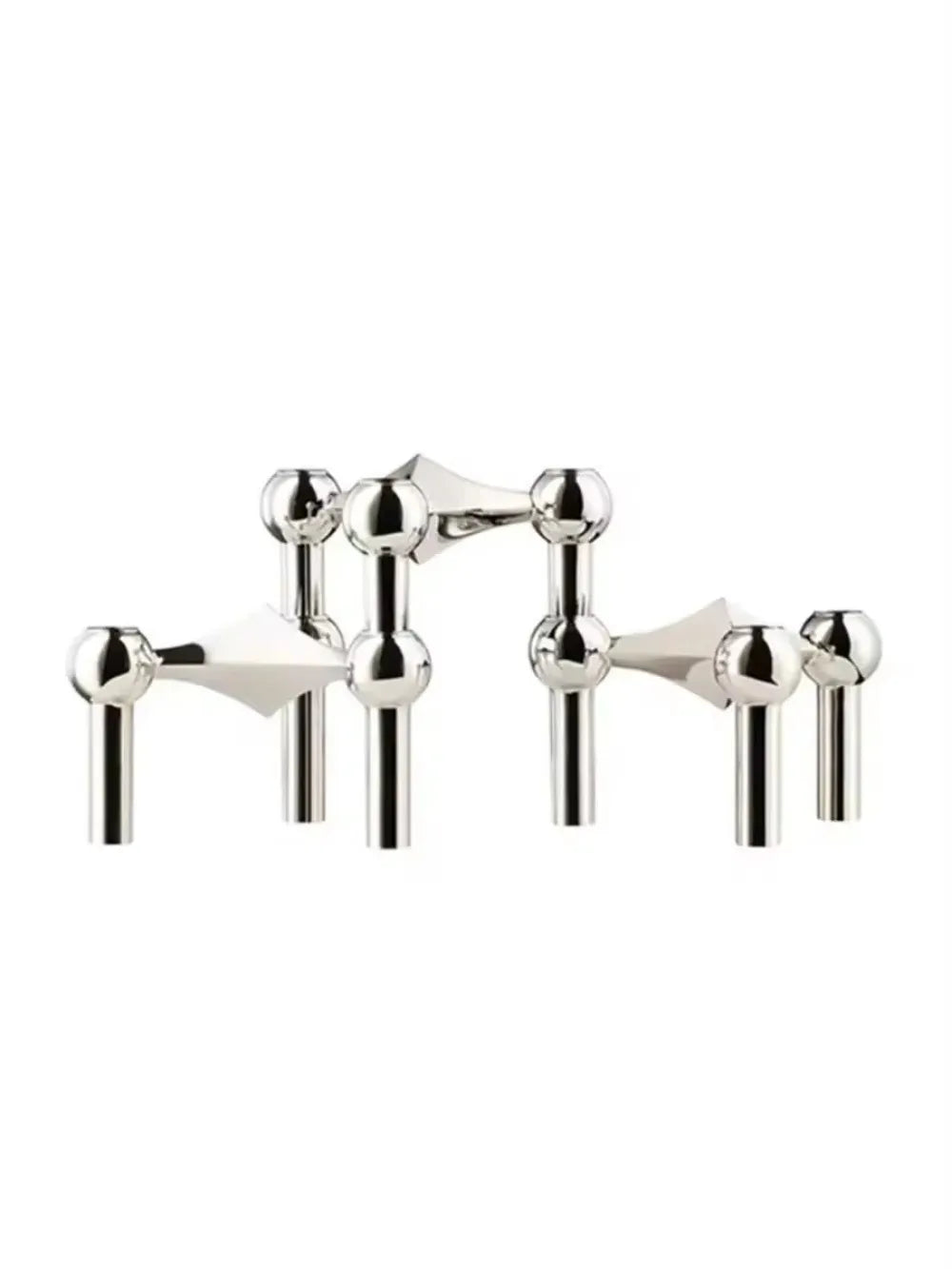 Molecular Structure Stainless Steel Candle Holder - Nordic Silver Candelabra Centerpiece