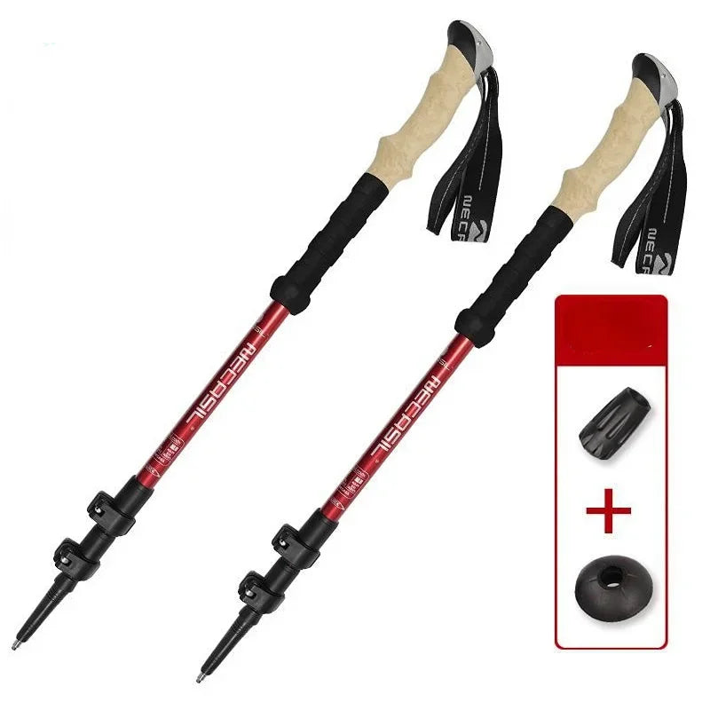 2-Pack Telescopic Trekking Poles 62–135 cm (24–53 in) Ultralight Aluminum Hiking Poles with Quick-Lock, Anti-Shock & Carbon Steel Tips
