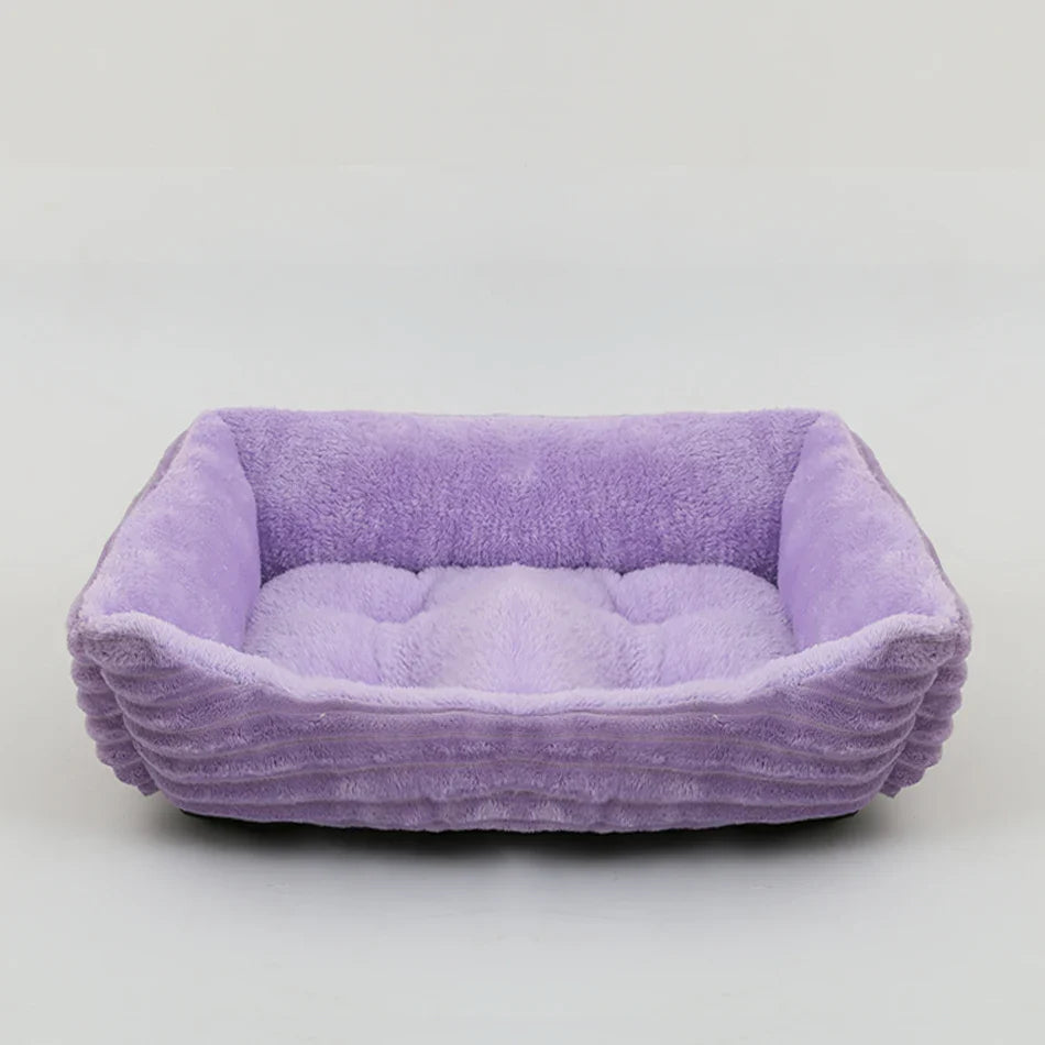 Plush Square Pet Bed for Dogs & Cats, Calming Kennel Sofa Cushion in Multiple Sizes (XS-XXL)