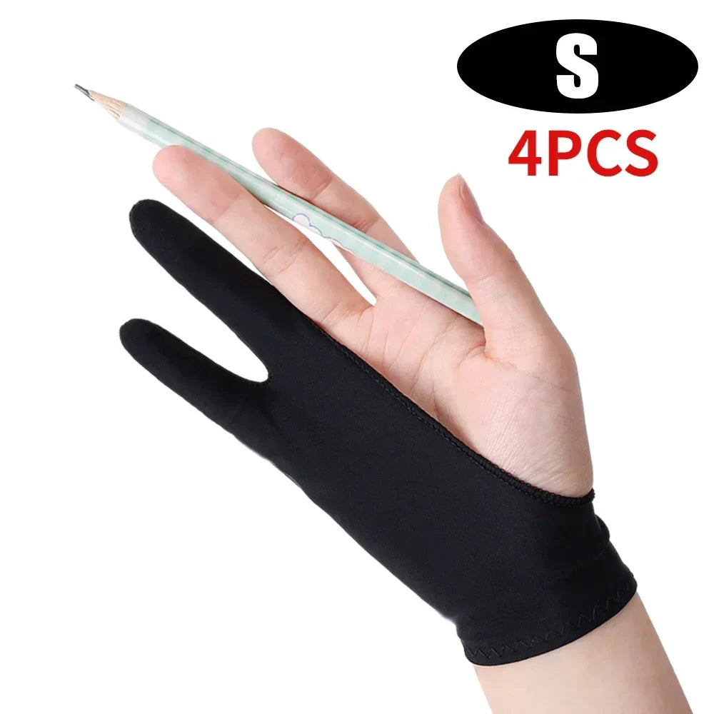 Two-Finger Drawing Glove — Anti-Smudge Palm Rejection Artist Glove for Graphics Tablets & iPad (1/2/4 Pack)