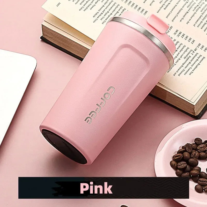 Stainless Steel Vacuum Travel Mug 380ml (12.8oz) & 510ml (17.2oz) Leakproof Thermos for Coffee and Water