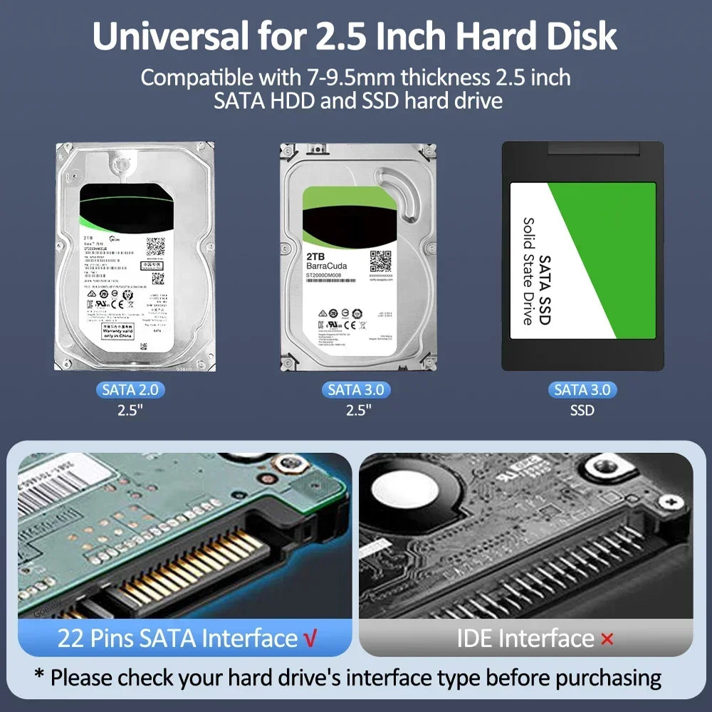 2.5-Inch Transparent USB 3.0 SATA HDD/SSD Enclosure, 5 Gbps UASP, Tool-Free Plug-and-Play