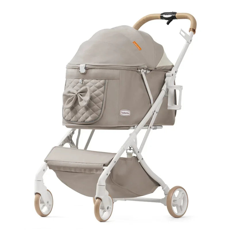 Lightweight Foldable Pet Stroller for Small & Medium Dogs and Cats – Breathable Aluminum Travel Carrier with One-Hand Fold