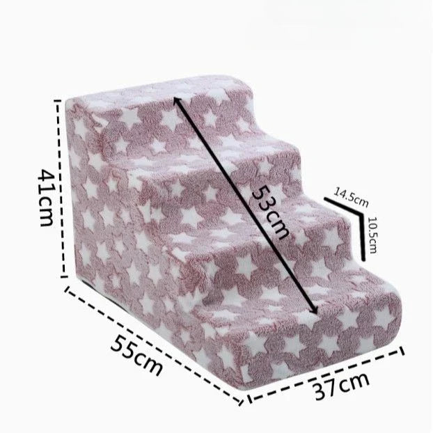 Dog Ramp & Puppy Stairs – Waterproof Anti-Bite Pet Ladder with Detachable Washable PU Cover, Sponge Cushion, Cartoon Pattern