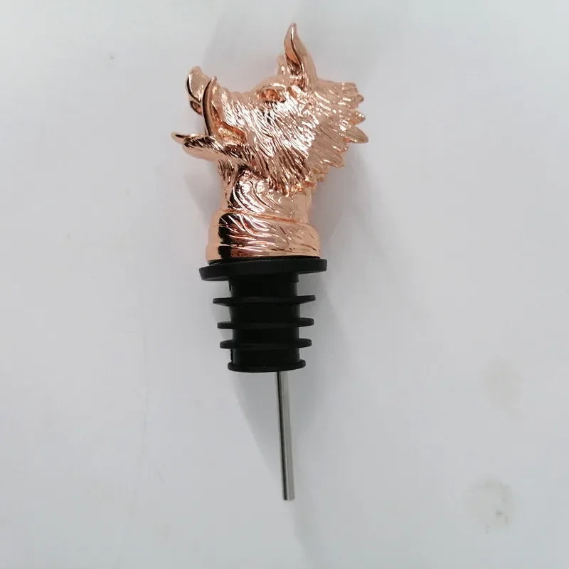 Zinc Alloy Animal Head Wine Pourer - Decorative Bottle Pour Spout & Stopper (Deer, Elk, Lion, Leopard, Wolf, Eagle, Dragon)