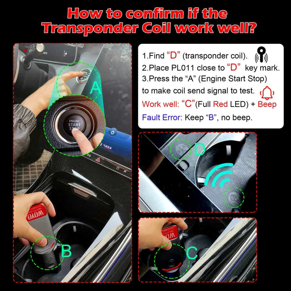 PKE LF Transponder Coil Locator & Keyless Entry LF Antenna Detector — Car Transponder Coil Tester