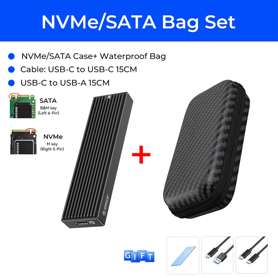M.2 NVMe & SATA External SSD Enclosure USB-C / USB-A 10Gbps (USB 3.2 Gen2) Compatible with 2230/2242/2260/2280 Up to 4TB