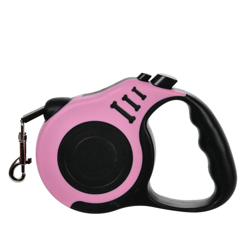 Retractable Dog Leash 3m/5m (9.8ft/16.4ft) Nylon Rope with Quick-Release ABS Case and Paw Print Keychain