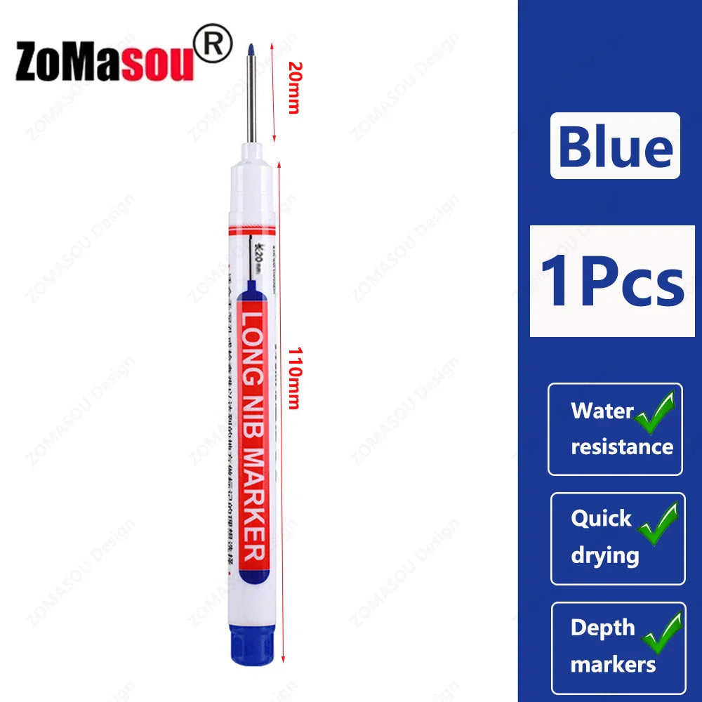 20mm Long-Head Deep Hole Marker Pens - Waterproof Fast-Dry Oil Markers for Wood, Metal & Glass (Red/Black/Blue/Green)