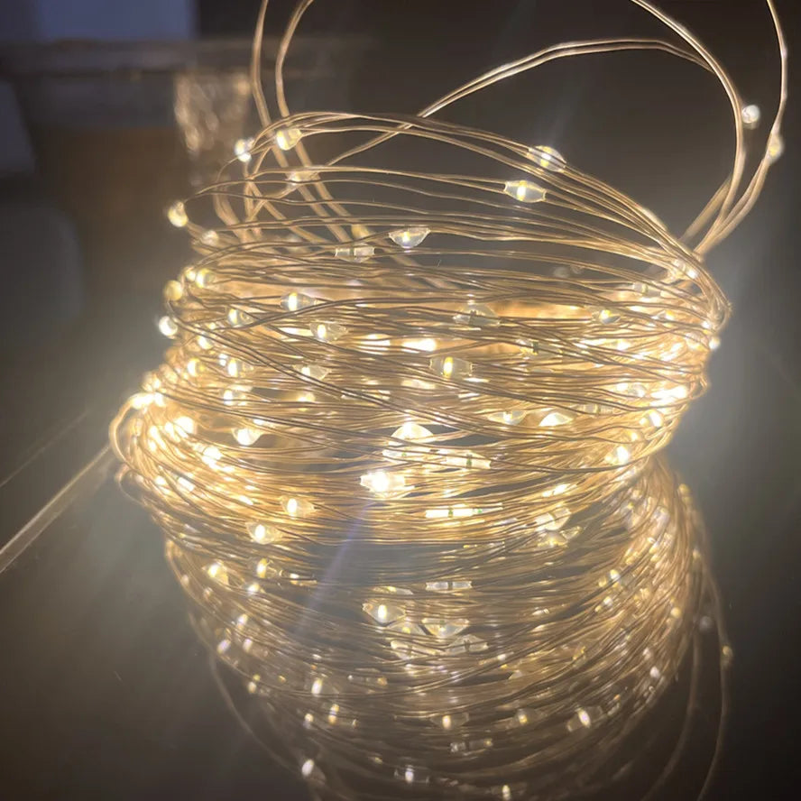 USB Powered Silver Wire Fairy Lights - Waterproof LED String Lights (1–20 m / 3.3–65.6 ft) Warm White Multicolor for Christmas, Wedding & Party
