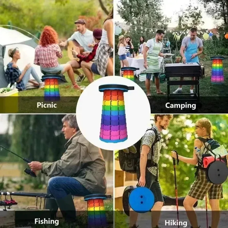 Telescopic Folding Camping Stool — Lightweight Portable Adjustable Foldable Seat for Fishing, Beach & Outdoor