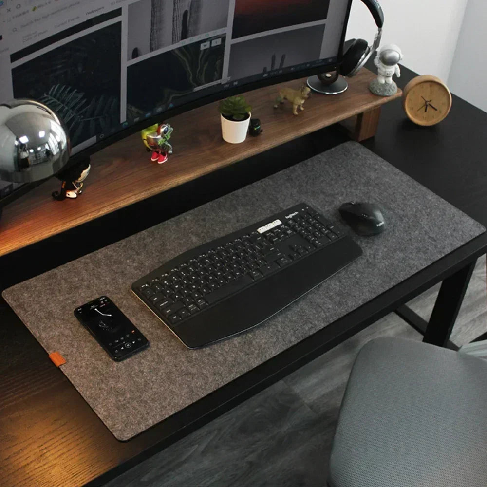Large Wool Felt Desk Mat Non-Slip Mouse & Keyboard Pad, Office Laptop Cushion and Gaming Desk Protector