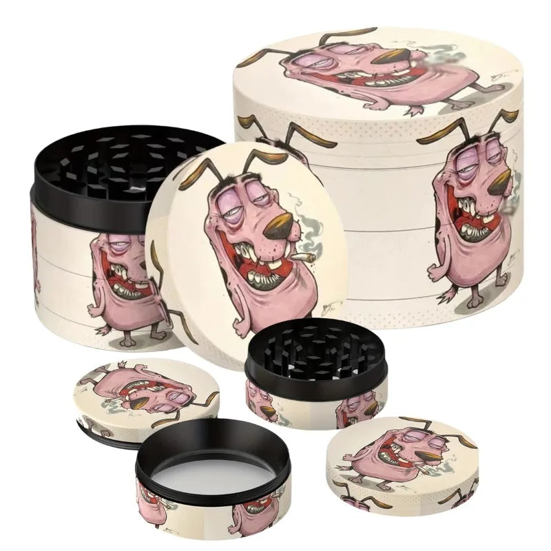 2-Inch (50mm) Zinc Alloy Dog Pattern 4-in-1 Herb Grinder – Tobacco & Spice Crusher