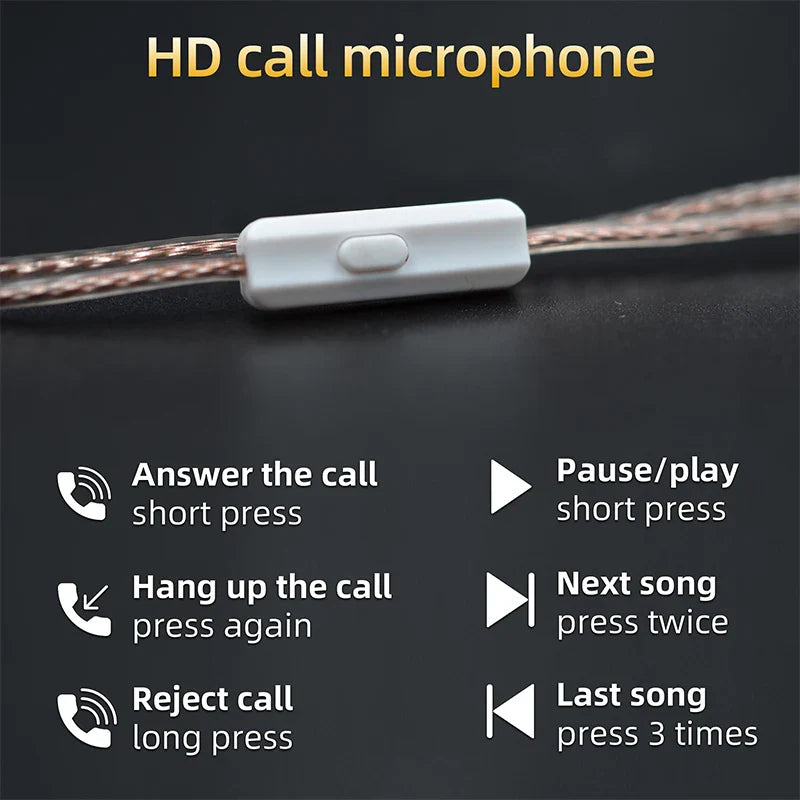 Oxygen-Free Copper (OFC) Flat 120cm Headphone Upgrade Cable — Replacement Cable for Detachable IEM Earphones