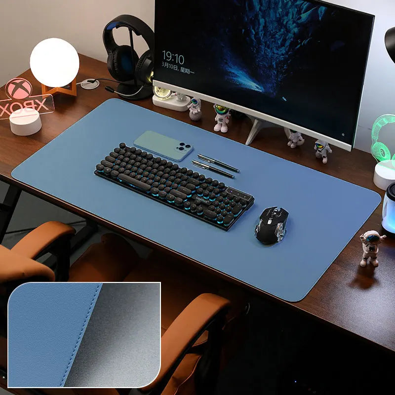 Large PU Leather Desk Pad Non-Slip Stitched Edge Office Mouse Pad and Desk Blotter