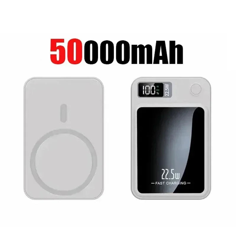 Magnetic Wireless Power Bank 100000mAh / 50000mAh – 22.5W Fast Charger, Portable Power Pack with LED Display, Type-C & Qi Wireless